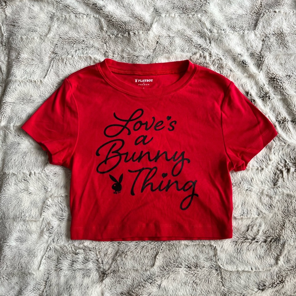 Playboy by Pacsun Baby Tee // Red // S
